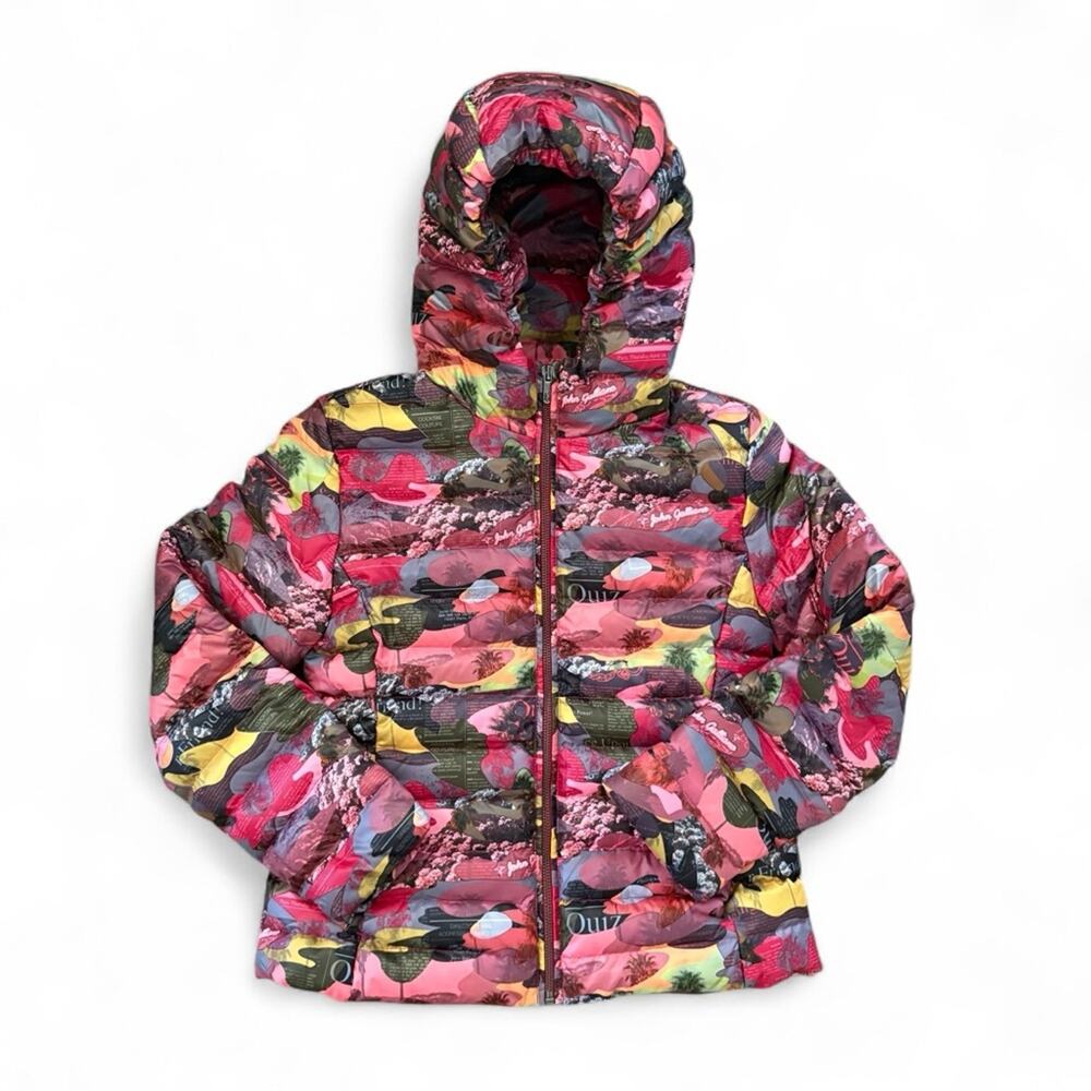 John Galliano Kids Colorful Hooded Puffer Jacket - Size 10